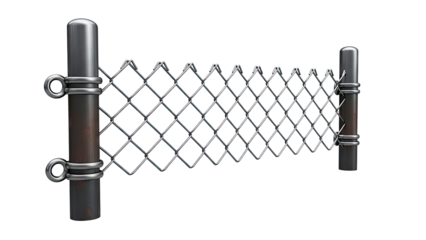 Chain-link fence section with metal posts