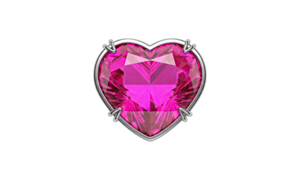 Heart-shaped Pink Gemstone with Silver Setting