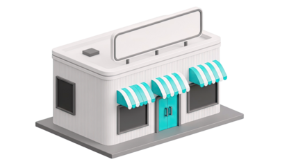 3D Render of a Storefront with Blank Sign