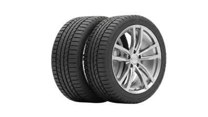 Two Car Tires on Alloy Wheels