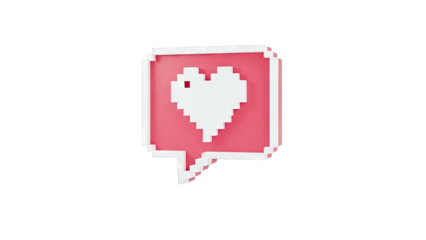 Pixelated Heart in Speech Bubble Icon