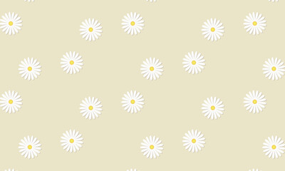 影付きの白いマーガレットの花柄が広がるモダンなベージュの背景