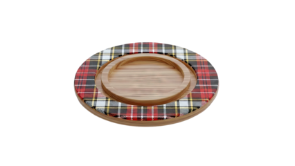 Wooden Tray with Tartan Fabric Accent