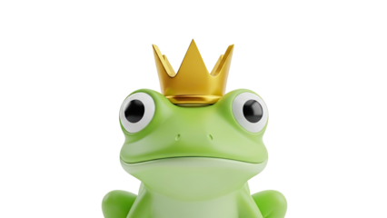 Cartoon Frog King with Golden Crown