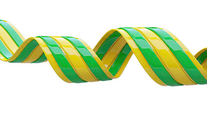 Wavy Ribbon with Yellow and Green Stripes