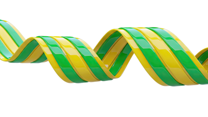 Wavy Ribbon with Yellow and Green Stripes