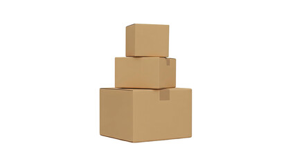 Stack of cardboard boxes in a neat pile, 3D rendering of storage containers