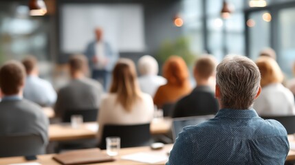 Corporate training seminar featuring diverse employees working together.