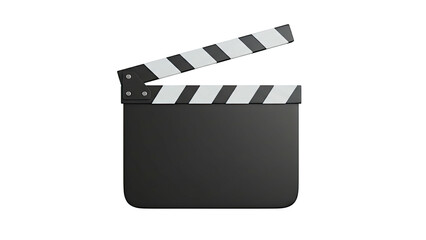 A 3D rendering of a clapperboard on a white background from a front viewpoint