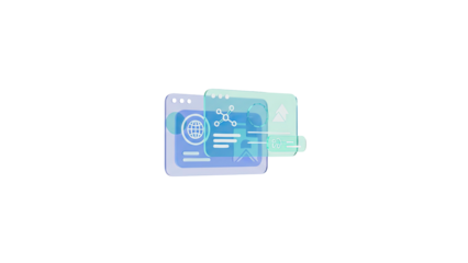 A 3D rendering of futuristic cityscape with sleek skyscrapers and advanced technology at dusk from a high viewpoint