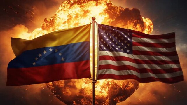 USA vs Venezuela Flags Burning Amid Intense Political Tension
