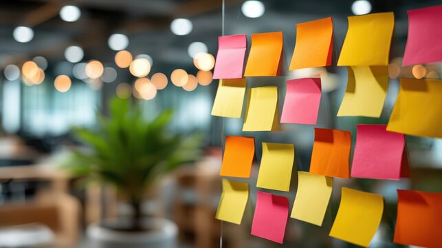 Team training workshop featuring a brainstorming session with sticky notes.