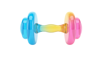 3D rendering of colorful dumbbell on white background