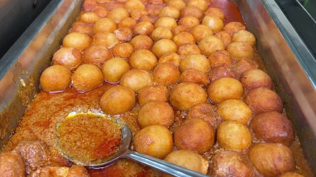 Round-shaped malai kofta served at an Indian wedding