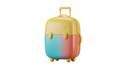 Vibrant Suitcase 3D Rendering on White Background