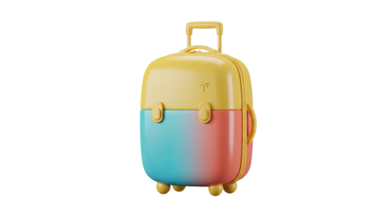 Vibrant Suitcase 3D Rendering on White Background