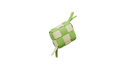 3D rendering of traditional ketupat food isolated on white background