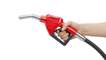 Hand Holding Red Gas Pump Nozzle