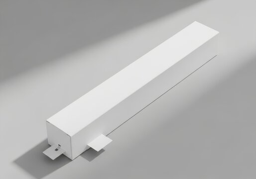 A clean white rectangular prism object with a t shaped protrusion isolated on white background