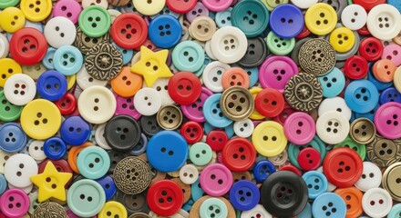 A colorful assortment of buttons in various shapes and sizes.