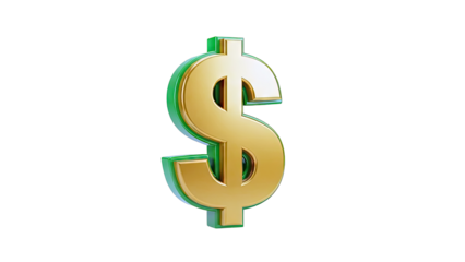 Golden Dollar Sign with Green Outline