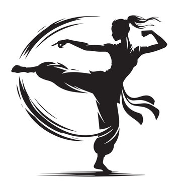 Black Kung FuMartial Arts  Silhouette Vector, High Quality Illustration on White Background