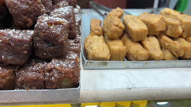 Khaja and Goja Odisha sweet dish available in a store in Bhubaneswar, India