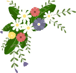 floral flowers garlands nature. flat illustration