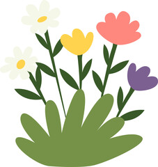 Ornamental flower bushes floral nature. flat illustration