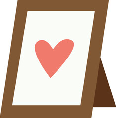 wooden frame with heart. flat illustration