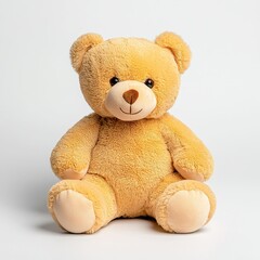 Obraz premium Cuddly teddy bear toy studio setup soft toy photograph minimalist background front view childhood nostalgia