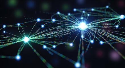 A network of interconnected dots and lines on a dark background.