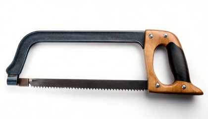 Hand Saw with Wooden Handle Closeup.
