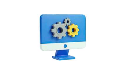 Computer Monitor with Interlocking Gears Icon