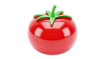 3D Render of a Shiny Red Tomato with Green Stem