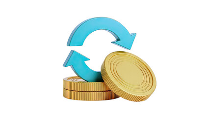 Gold coins with recycling arrows