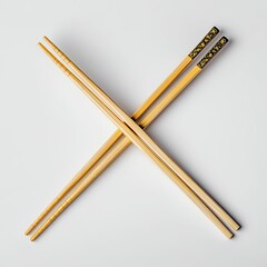 Chopsticks crossed on minimalist background artistic food photography studio setup close-up perspective