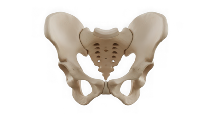 Human pelvis bone structure isolated on transparent background