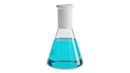 Glass Erlenmeyer Flask with Blue Liquid