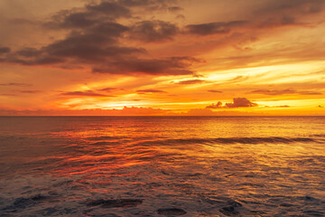 Beautiful golden colorful ocean sunset 