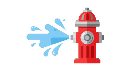 A red fire hydrant with grey accents spurts blue water against a white backdrop © rahim