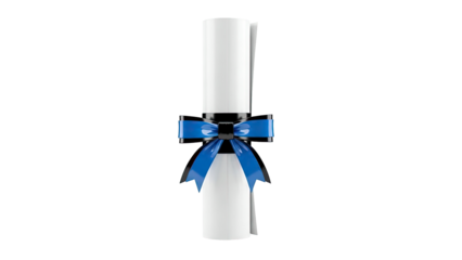 Graduation Scroll with Blue and Black Ribbon