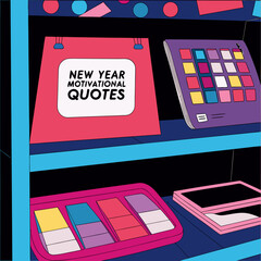 Motivational New Year sticky notes on fridge