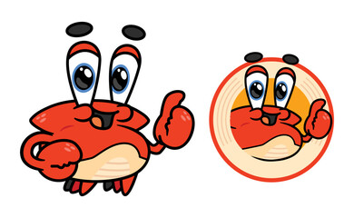Cute Cartoon Crab Mascot Logo for Seafood Branding