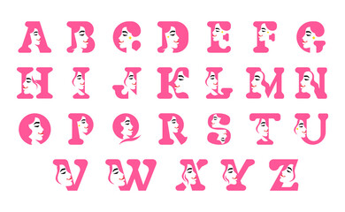 Woman Initial Logo Design with Pink Theme