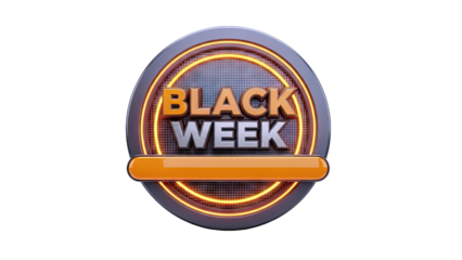 Black Week Sale Emblem with Orange and Grey Tones