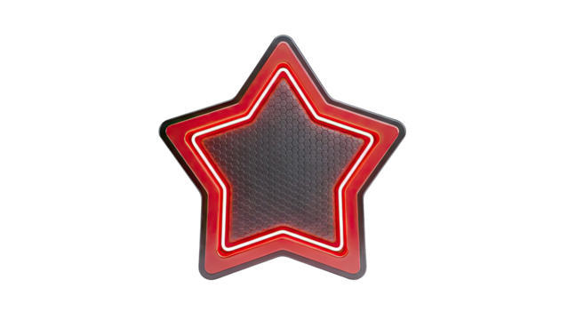 Red star with neon lights and honeycomb texture - Powered by Adobe