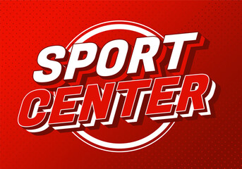 Plakat Bold red and white sports themed graphic with text Sport Center.