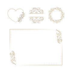 Ornamental frame set with rectangular border and little decorative frames. Elegant vintage elements.