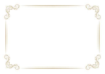 Elegant rectangular frame with ornamental corner swirls. Classic decorative border.
